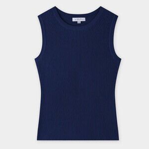 Vaara Sleeveless Ribbed Crew Tank Navy Blue XS